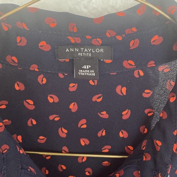 Ann Taylor Navy long sleeve button up dress. - Picture 2 of 4